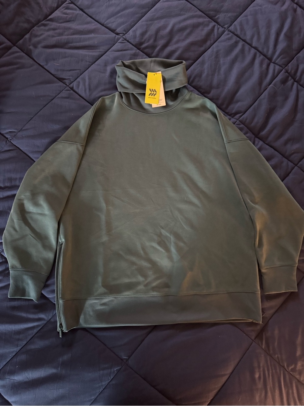 all in motion Blue Green Turtleneck Performance Sweater with Side Zips